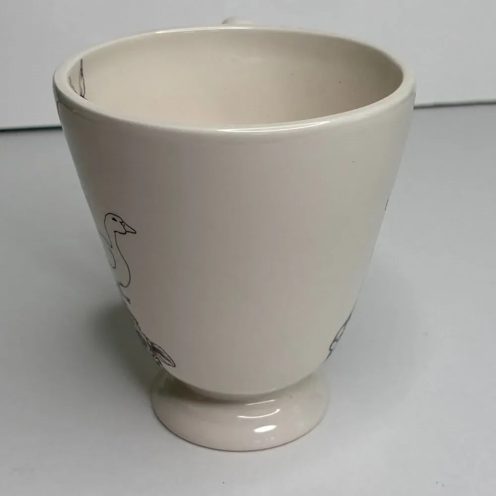 Barnyard Toile Rabbit Footed Coffee Mug Cup Andrea by Sadek Trostli Retired